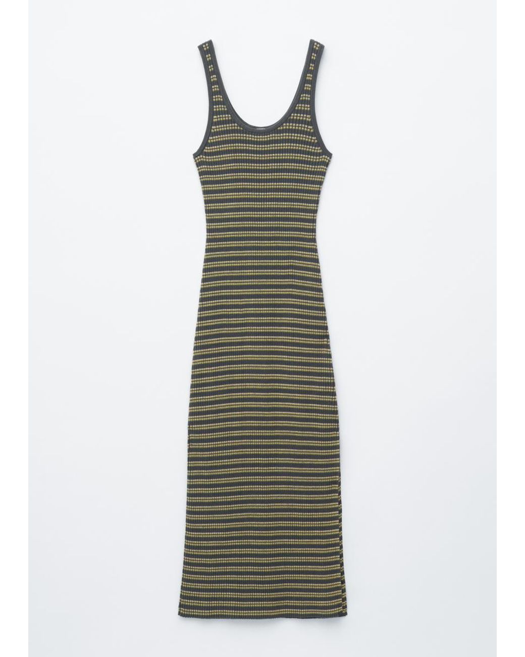 & Other Stories White Striped Rib-Knit Midi Dress