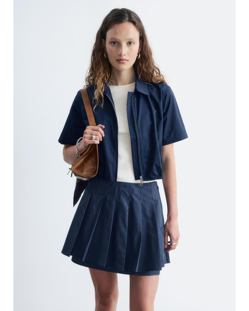 & Other Stories Blue Pleated Mini Skirt