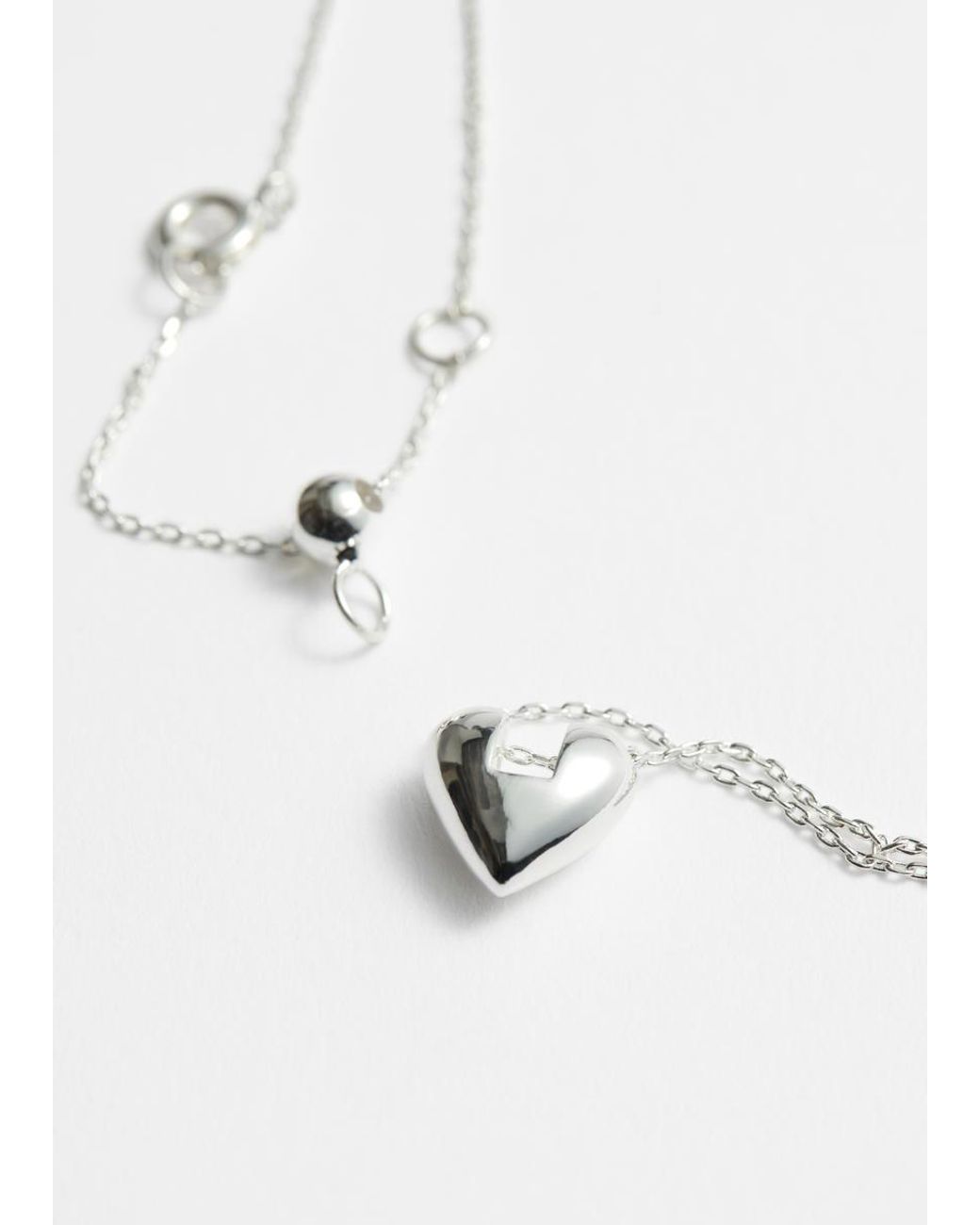 & Other Stories White Heart Chain Necklace