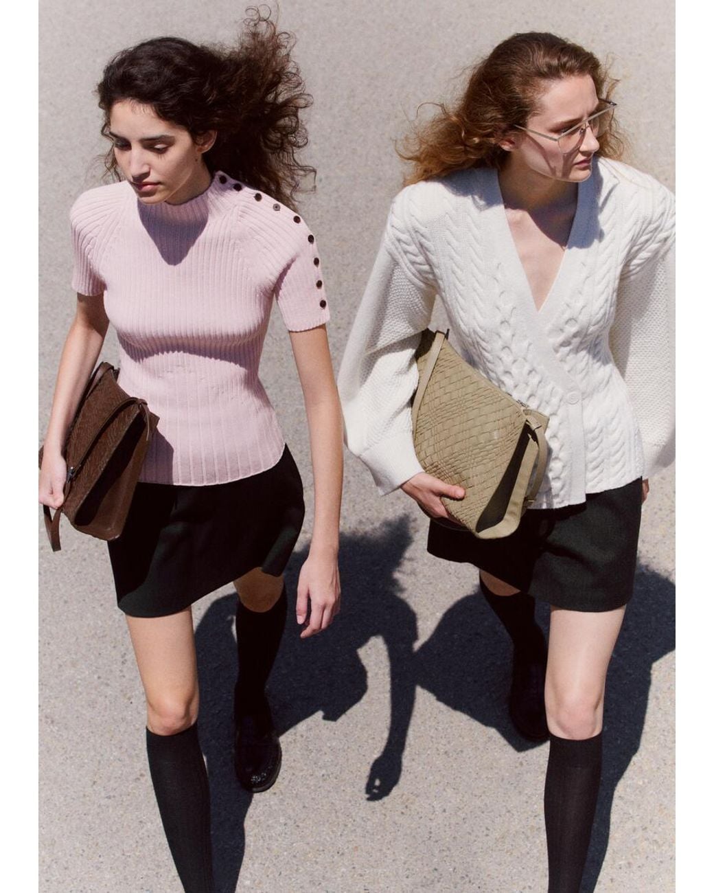 & Other Stories Natural Wool-Cotton Cable Knit Cardigan