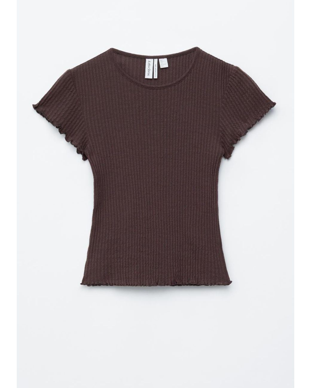 & Other Stories Brown Ribbed Wool T-Shirt