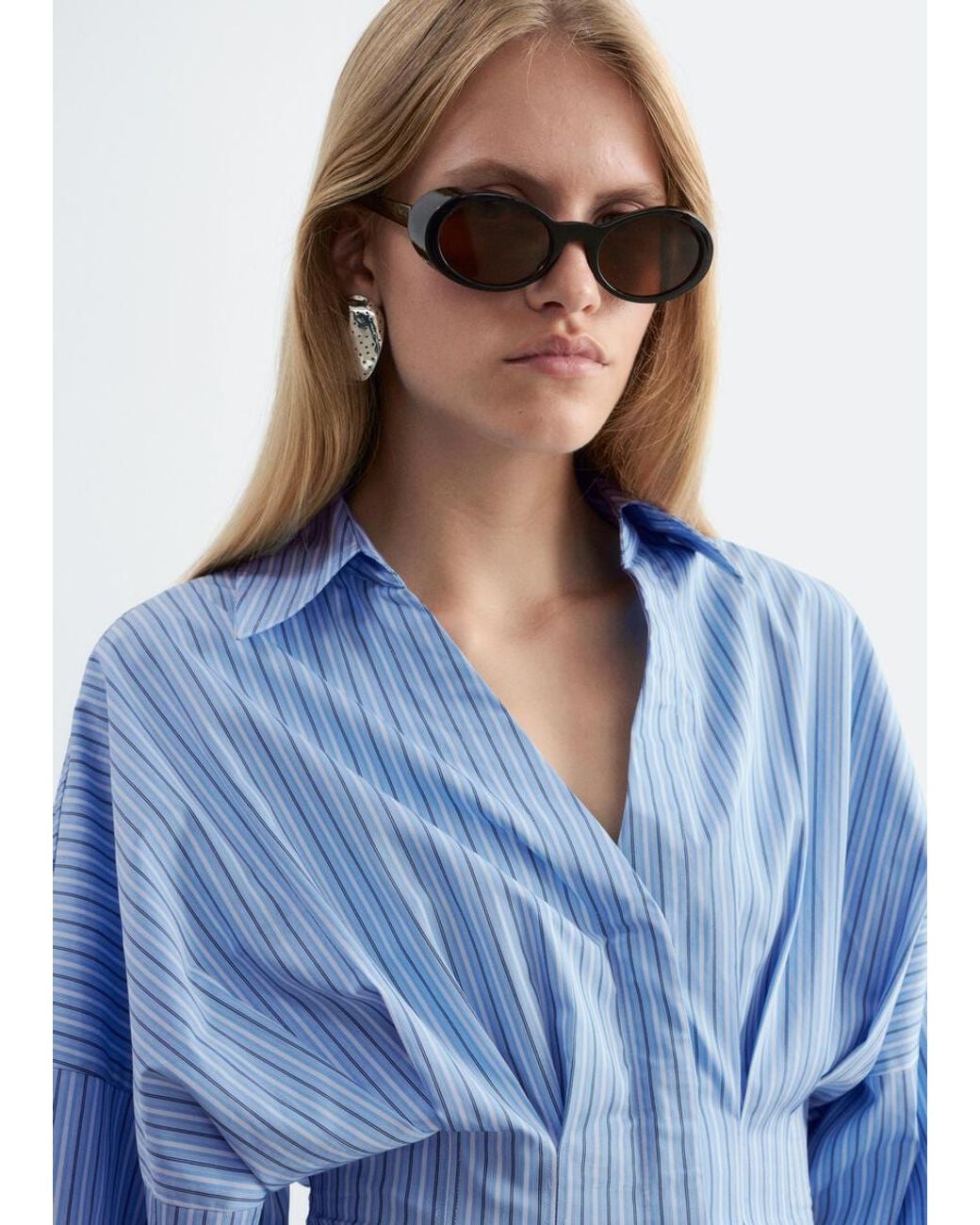 & Other Stories Blue Fitted-Waist Shirt