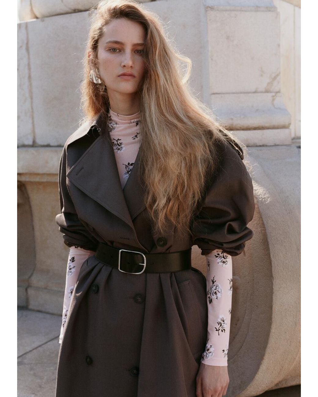 & Other Stories Gray Relaxed Trench Coat