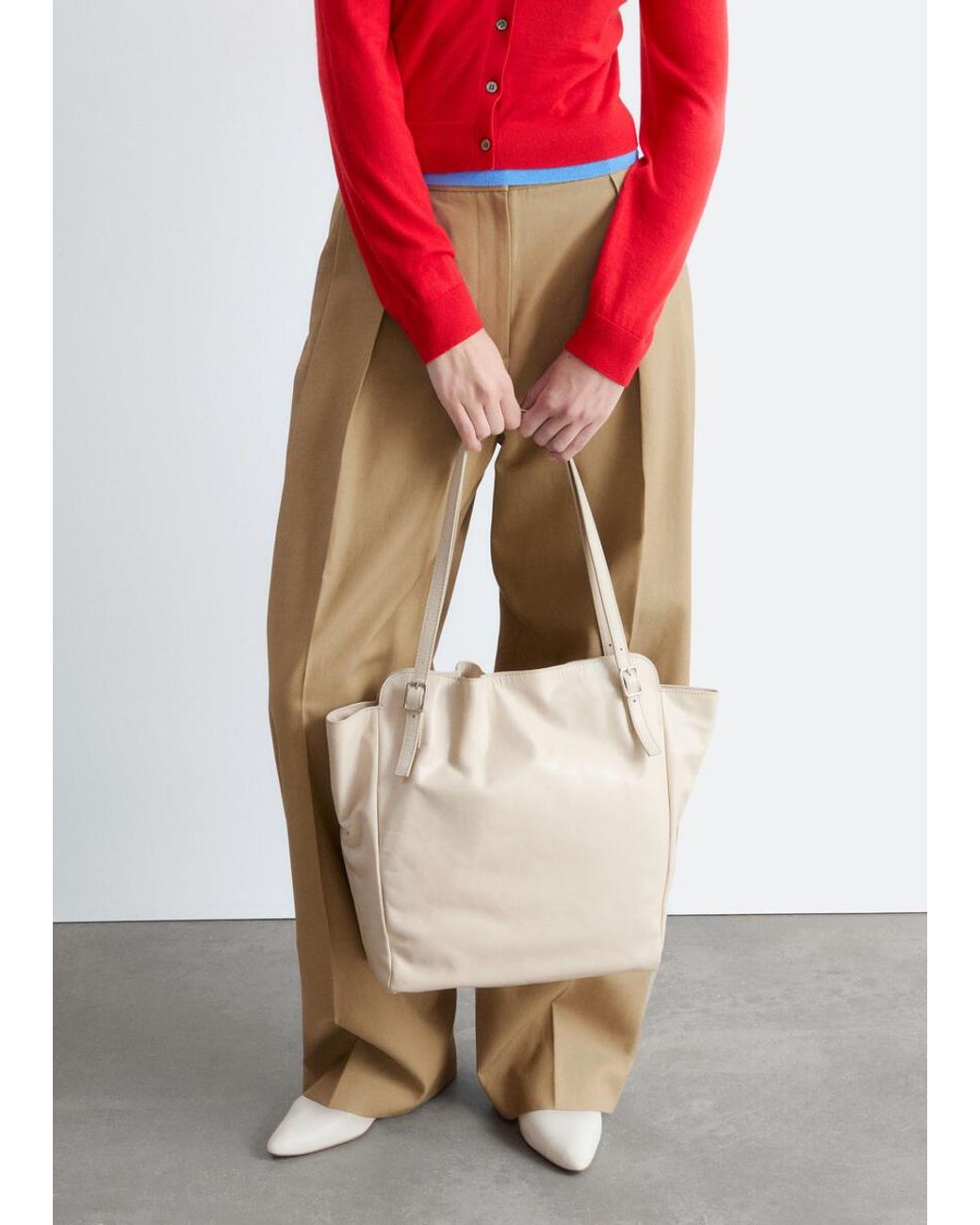 & Other Stories Natural Buckle-Strap Leather Tote