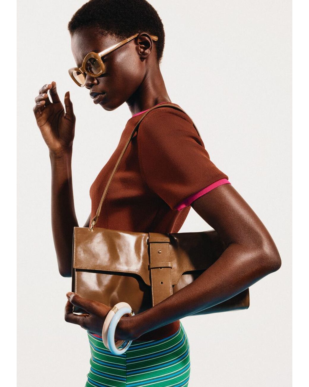 & Other Stories White Leather Shoulder Bag