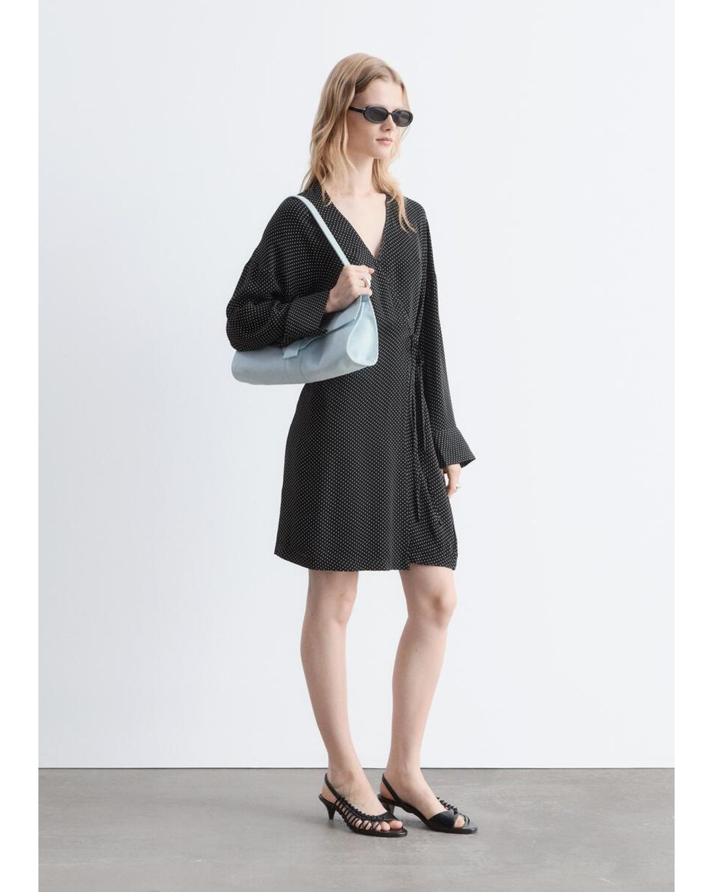 & Other Stories Black Wrap Mini Dress