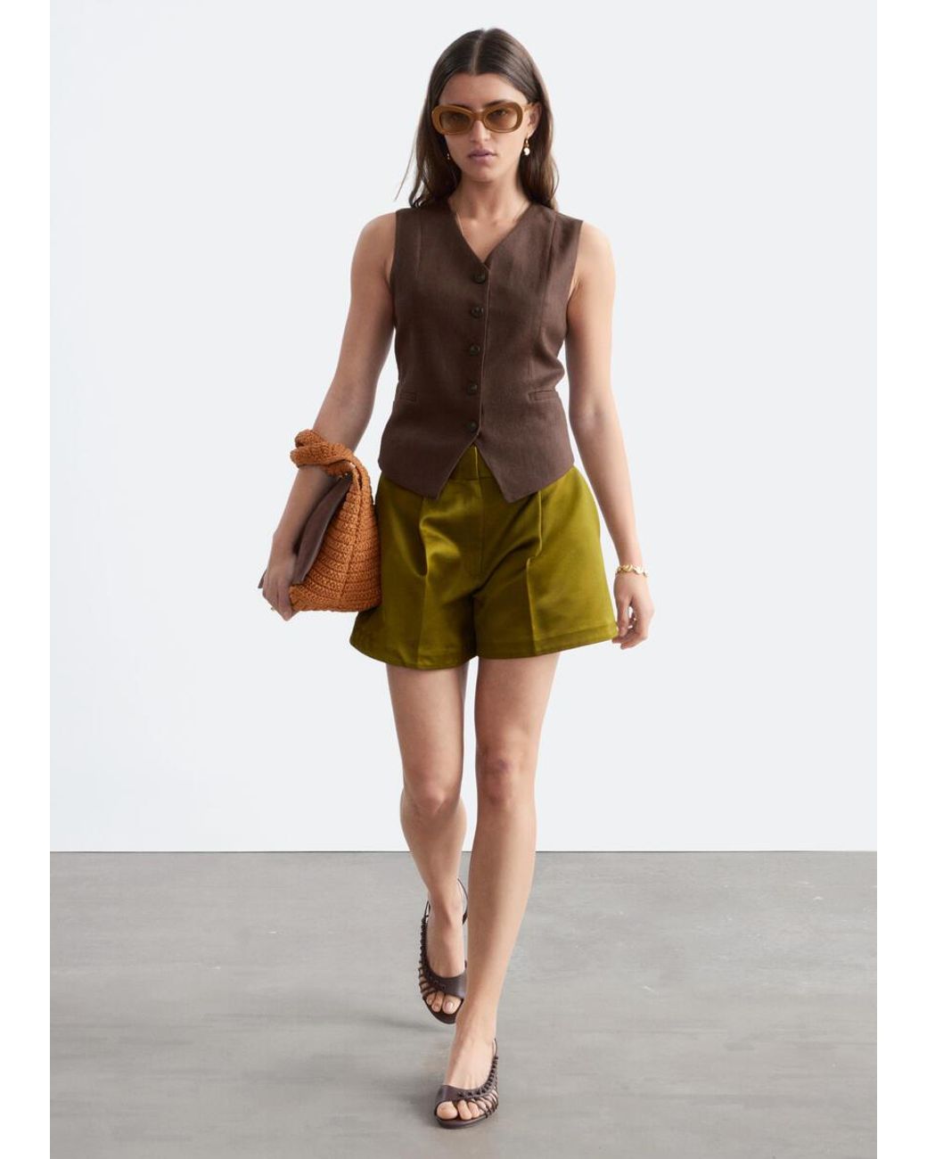 & Other Stories Brown Linen Waistcoat
