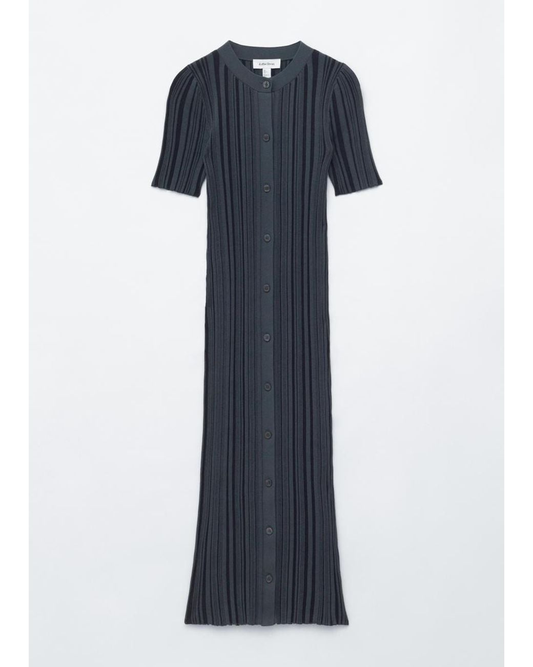 & Other Stories Blue Rib-Knit Midi Dress
