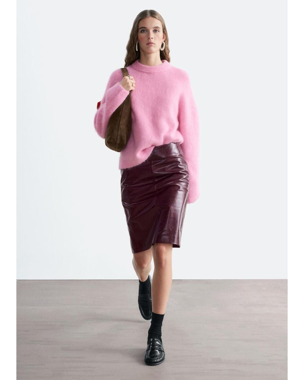& Other Stories Pink Mohair-Blend Jumper