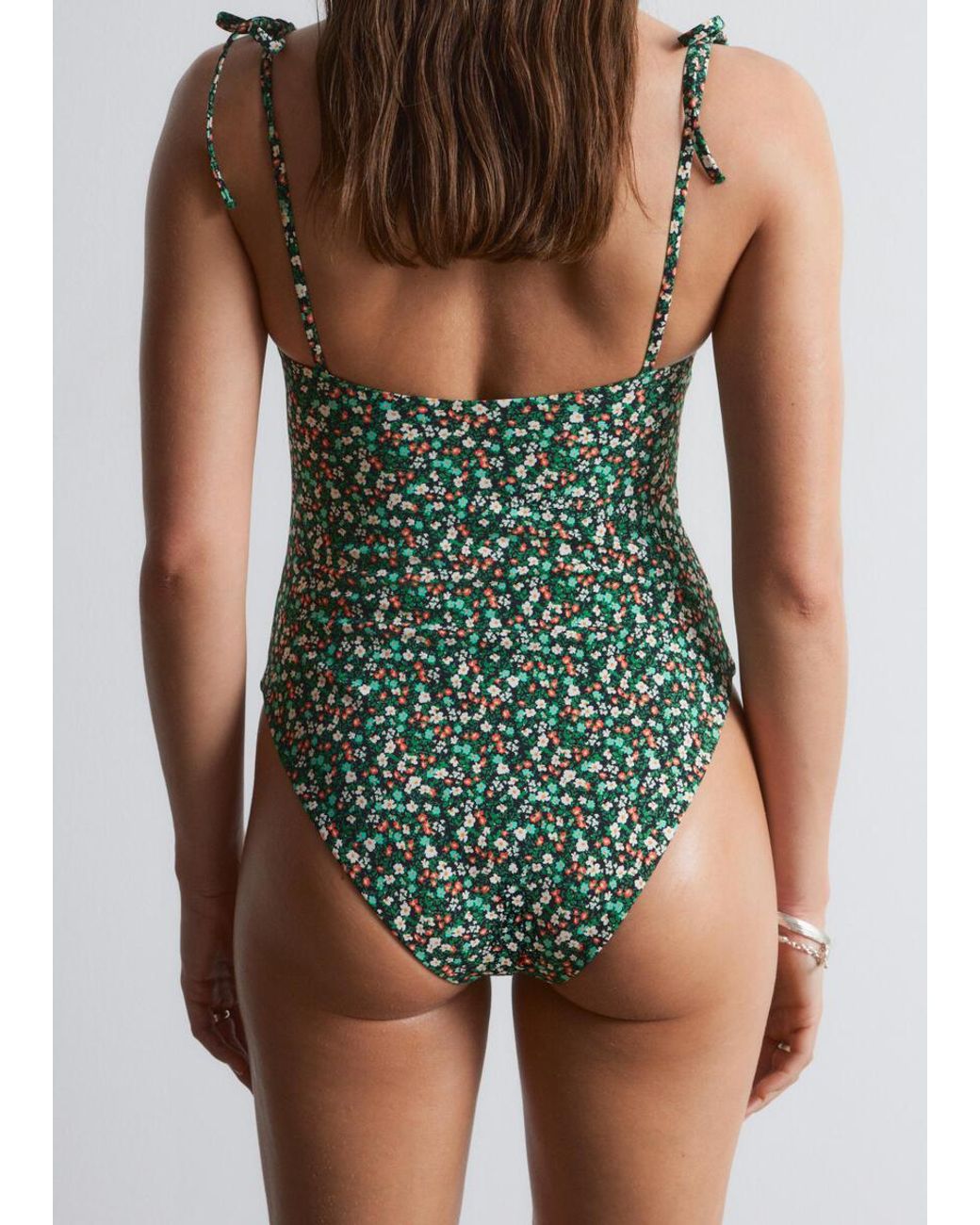 & Other Stories Green Tie-Strap Swimsuit