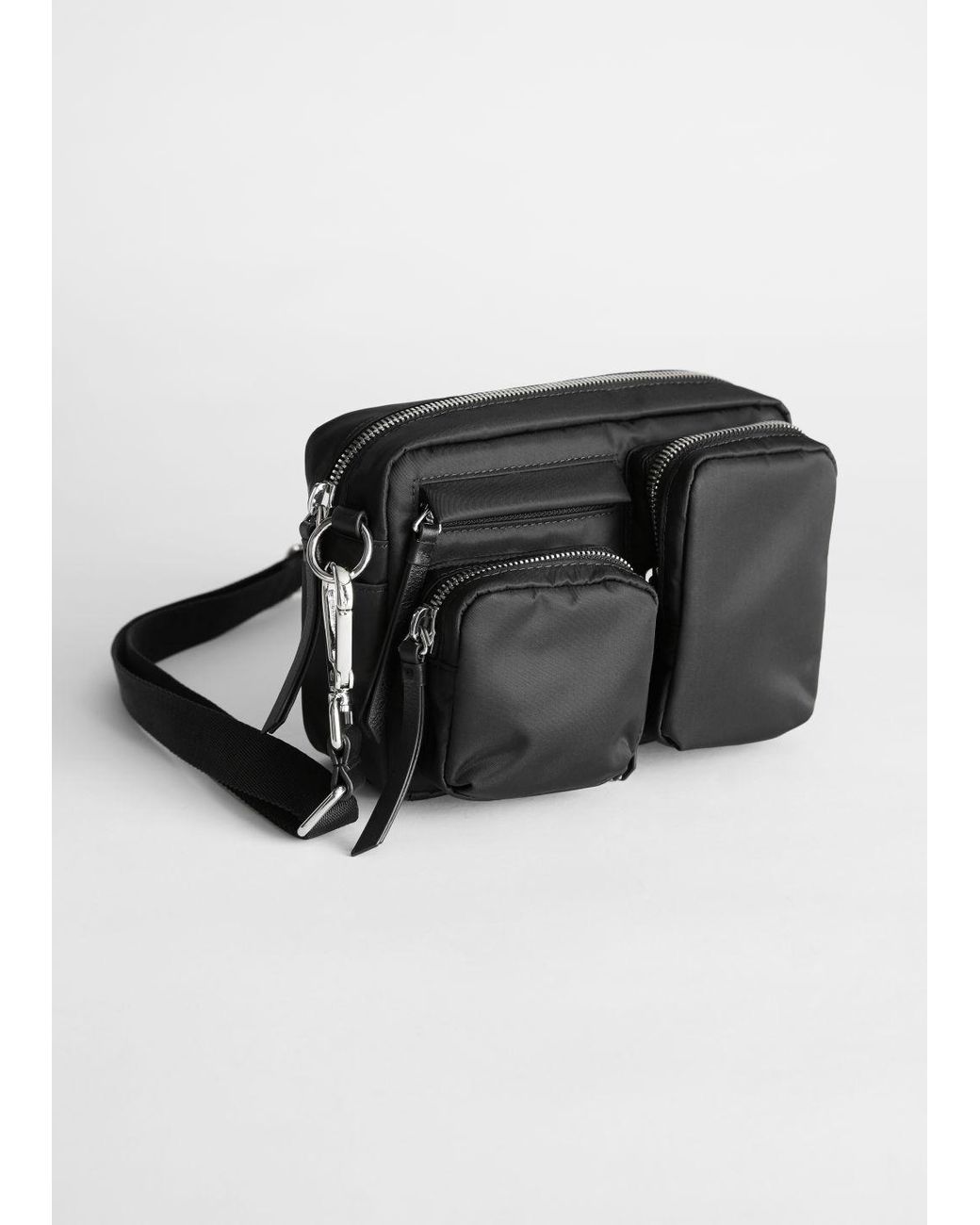  Other Stories Nylon Multi Pocket Crossbody Bag in Black