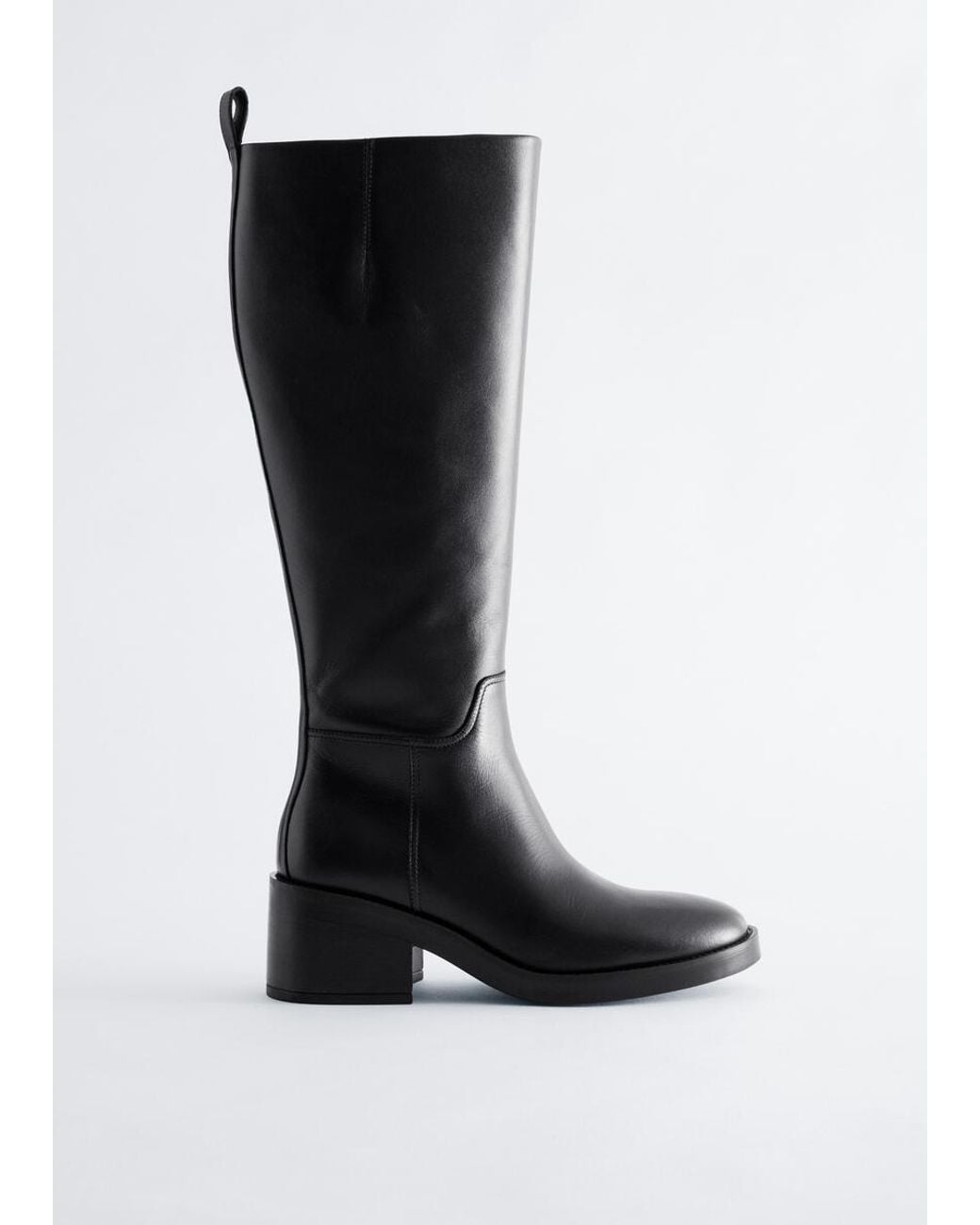 & Other Stories Black Knee-High Leather Boots