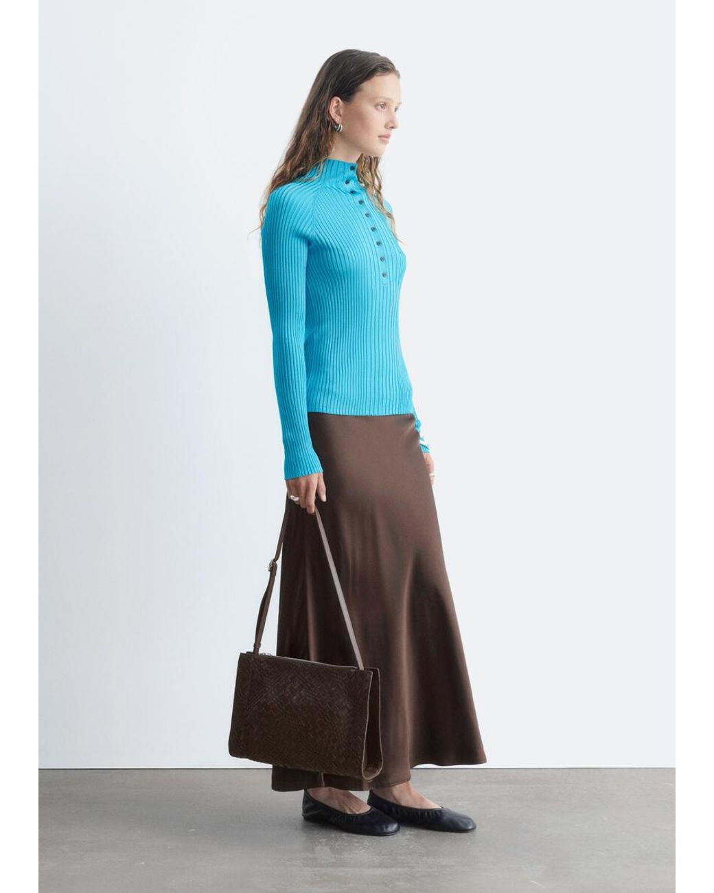 & Other Stories Blue Rib-Knit Top