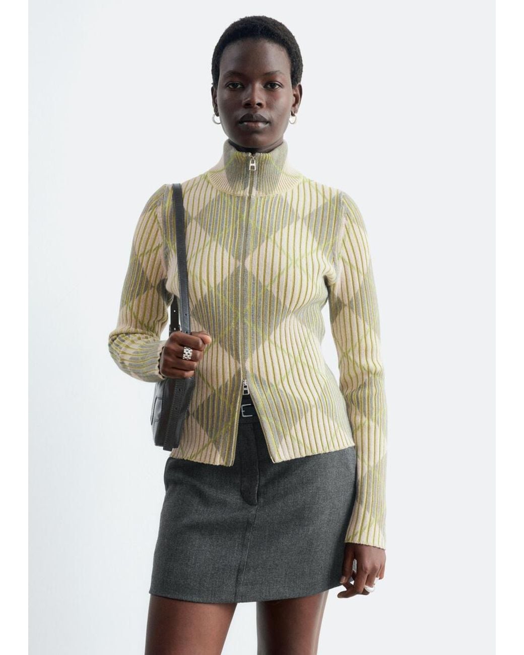 & Other Stories Natural Wool-Cotton Zip Cardigan