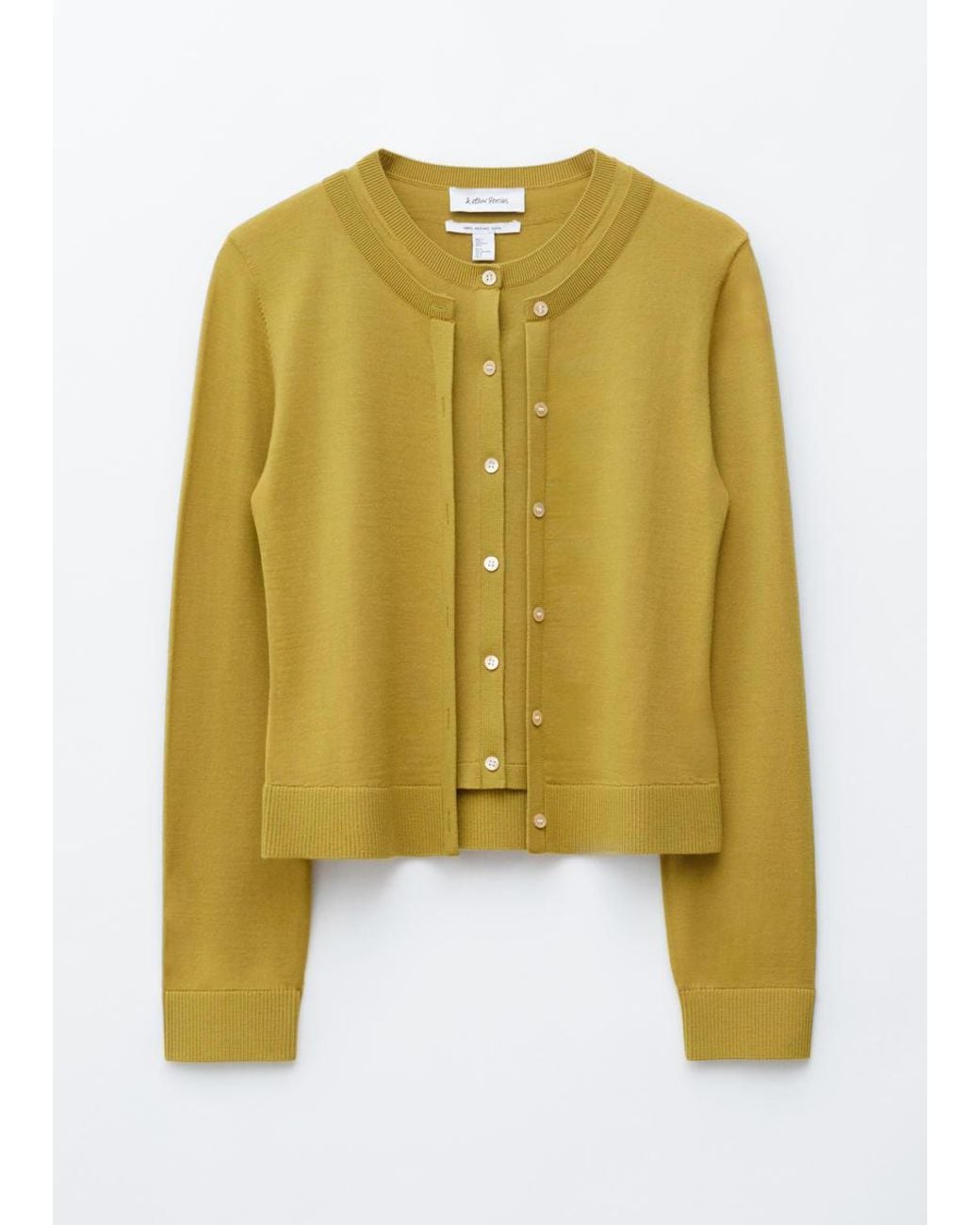 & Other Stories Yellow Double-Layer Merino Wool Cardigan