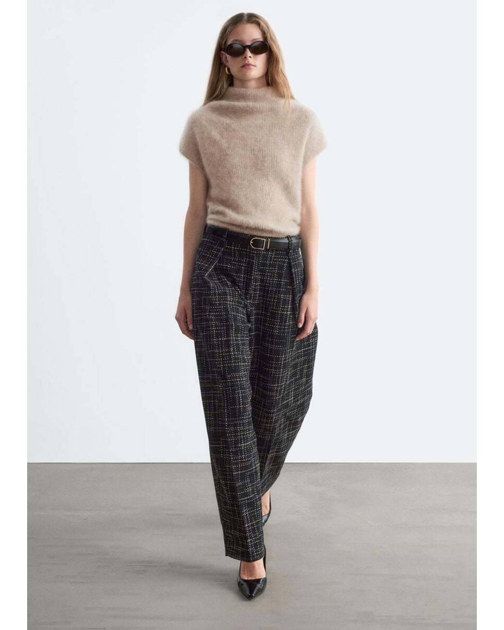 & Other Stories White Tweed Volume Trousersf