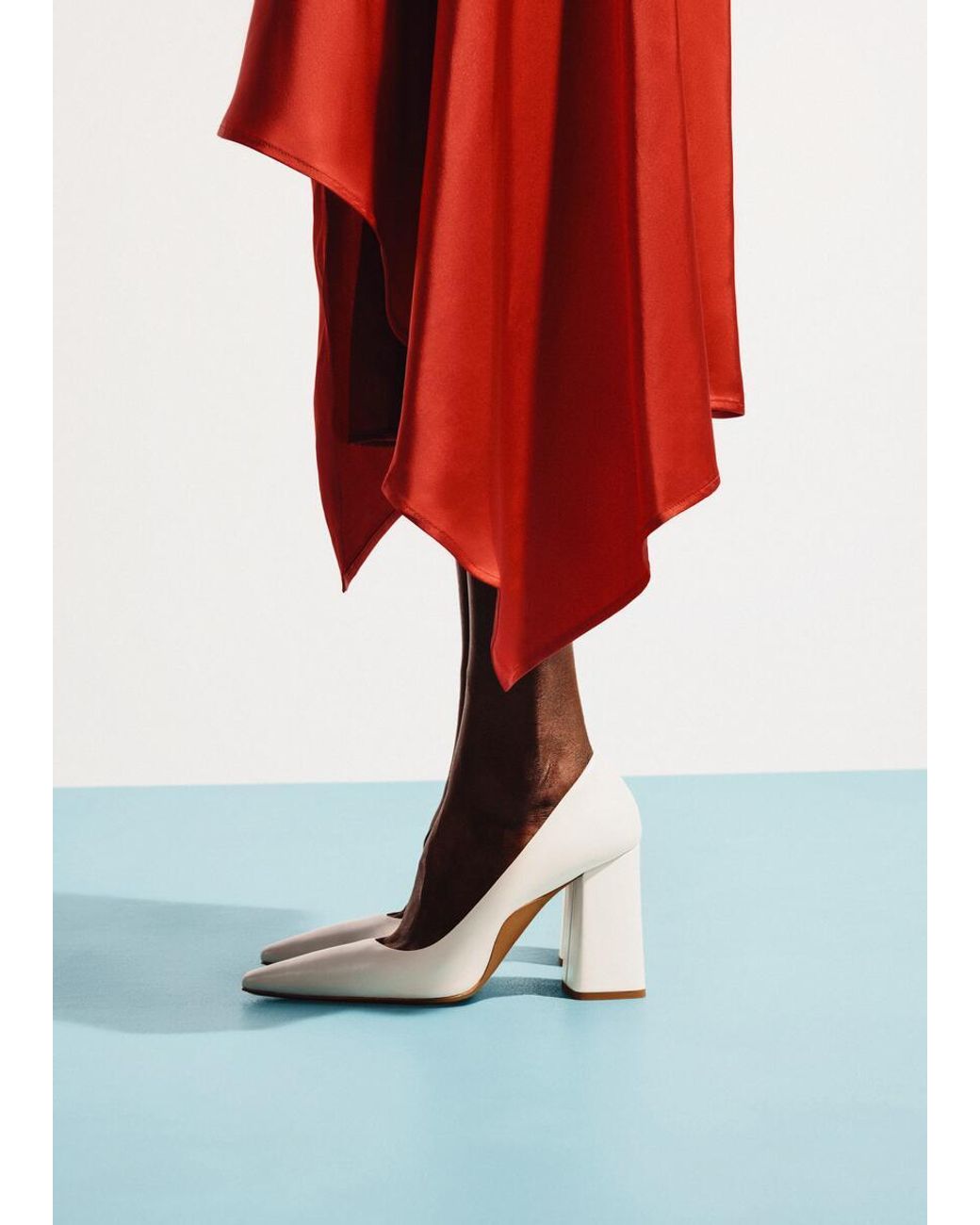 & Other Stories Gray Block-Heel Leather Pumps