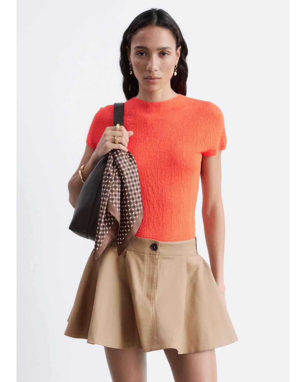 & Other Stories Red Mock-Neck Top