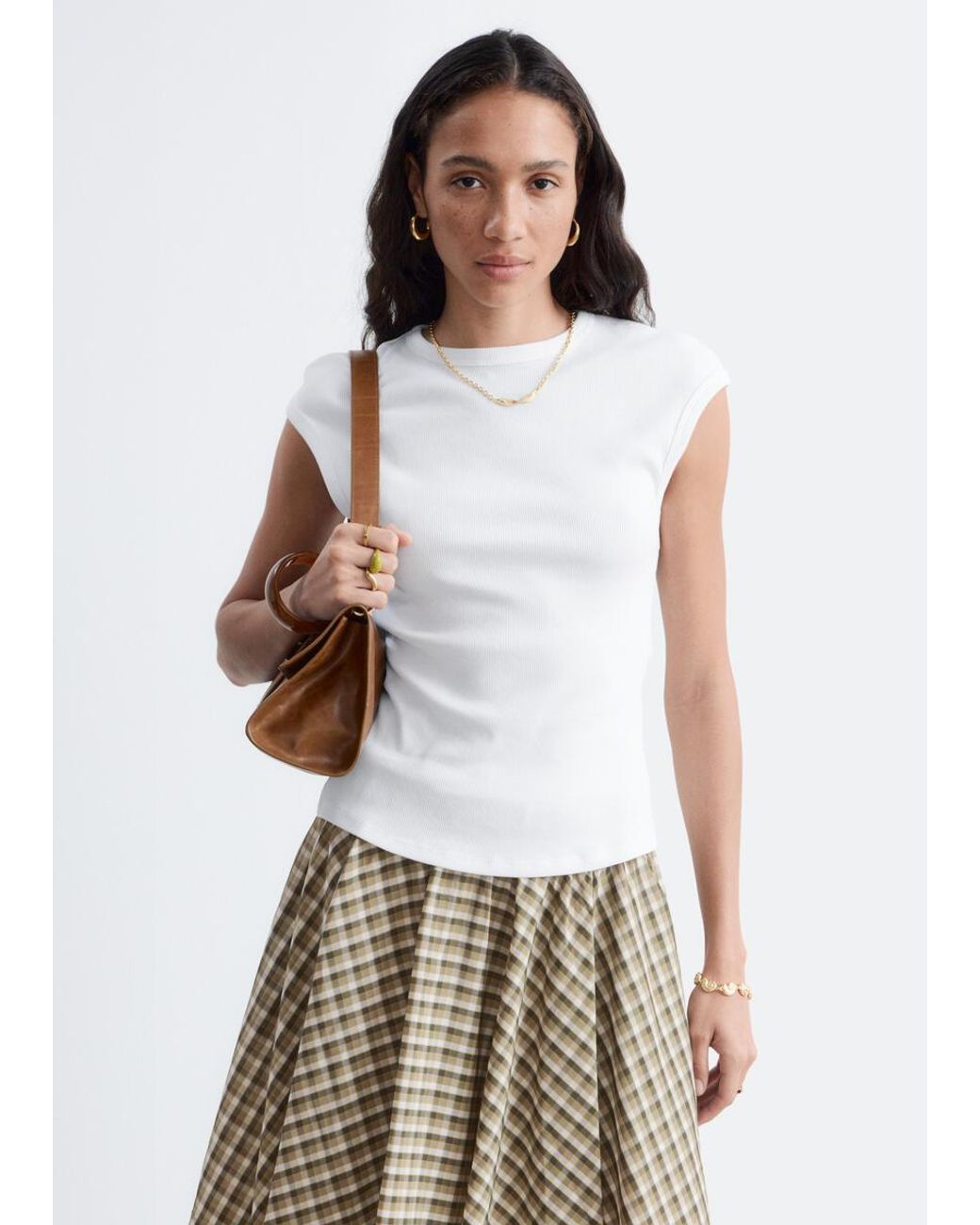 & Other Stories White Open-Back Ribbed Top