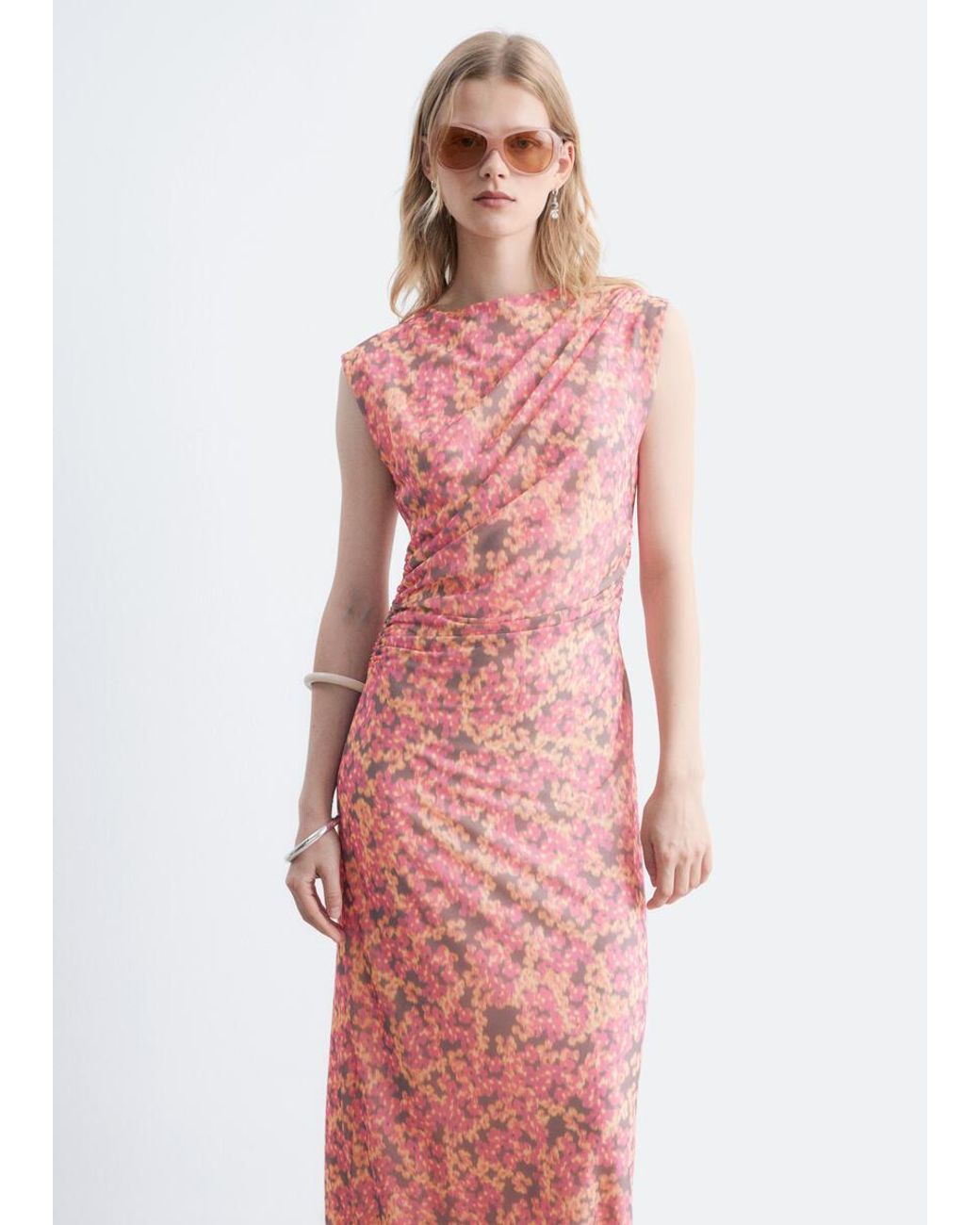 & Other Stories White Sleeveless Draped Dress