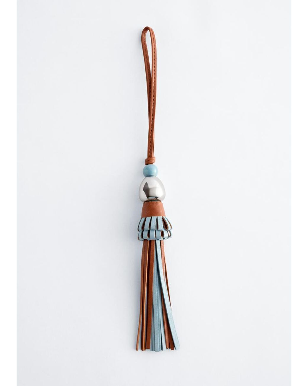 & Other Stories White Leather Tassel Bag Charm