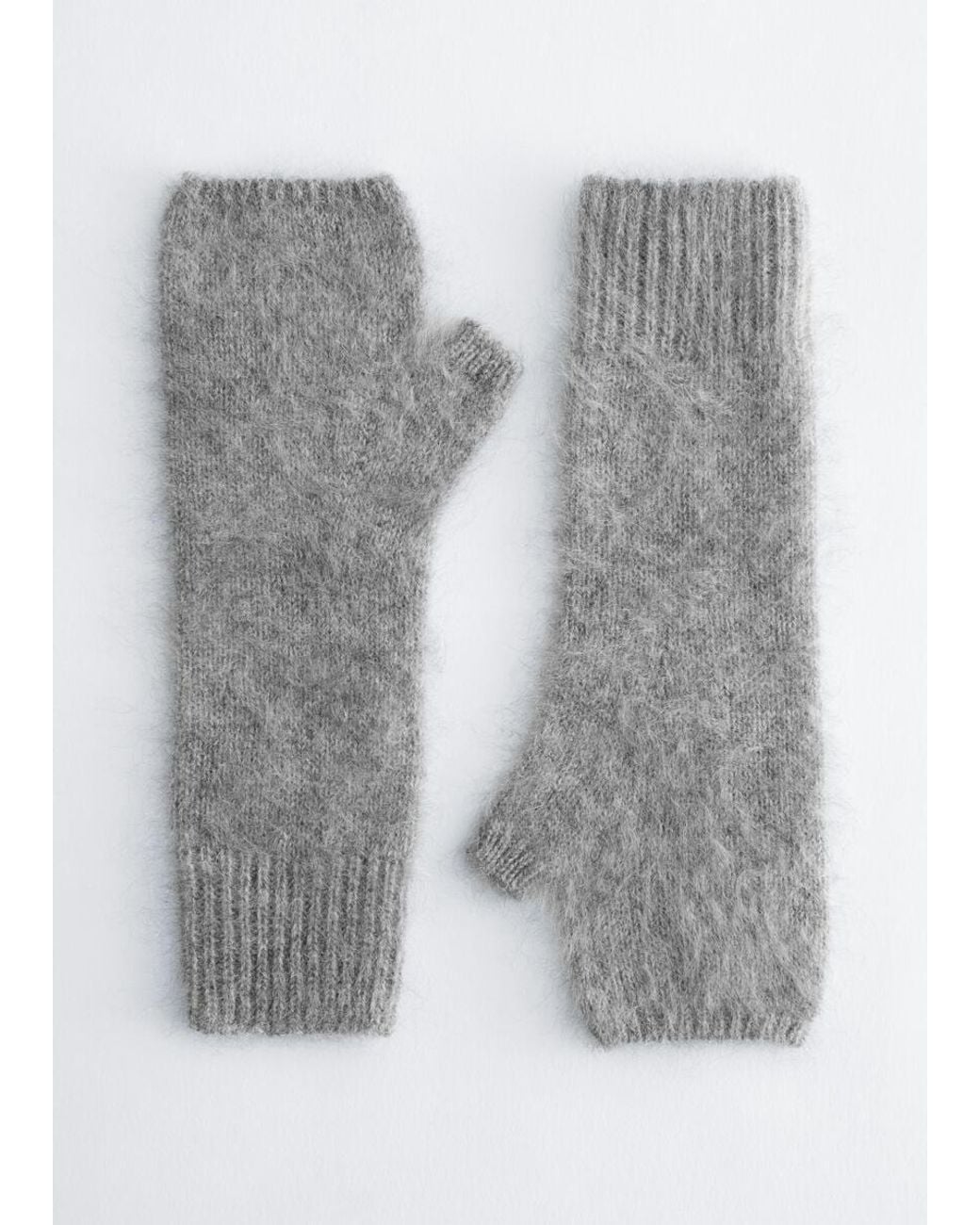 & Other Stories Gray Fingerless Cashmere Glovesf