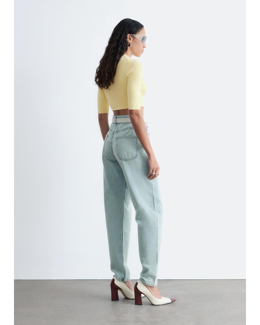 & Other Stories Yellow Slim-Fit Cropped T-Shirt