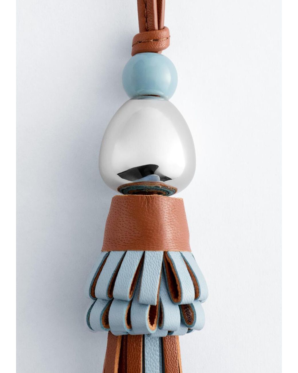 & Other Stories White Leather Tassel Bag Charm