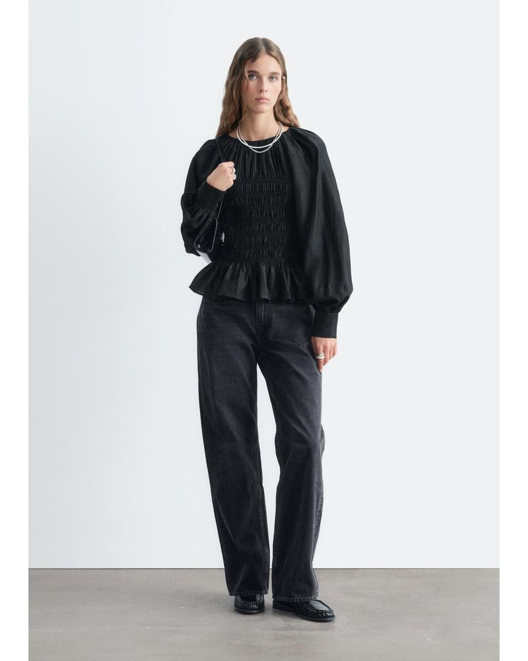 & Other Stories Blue Smock Blouse