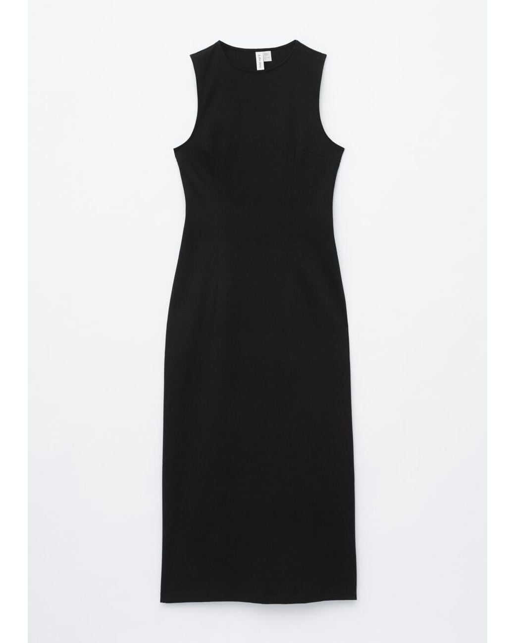 & Other Stories Black Fitted Cotton Jersey Midi Dress