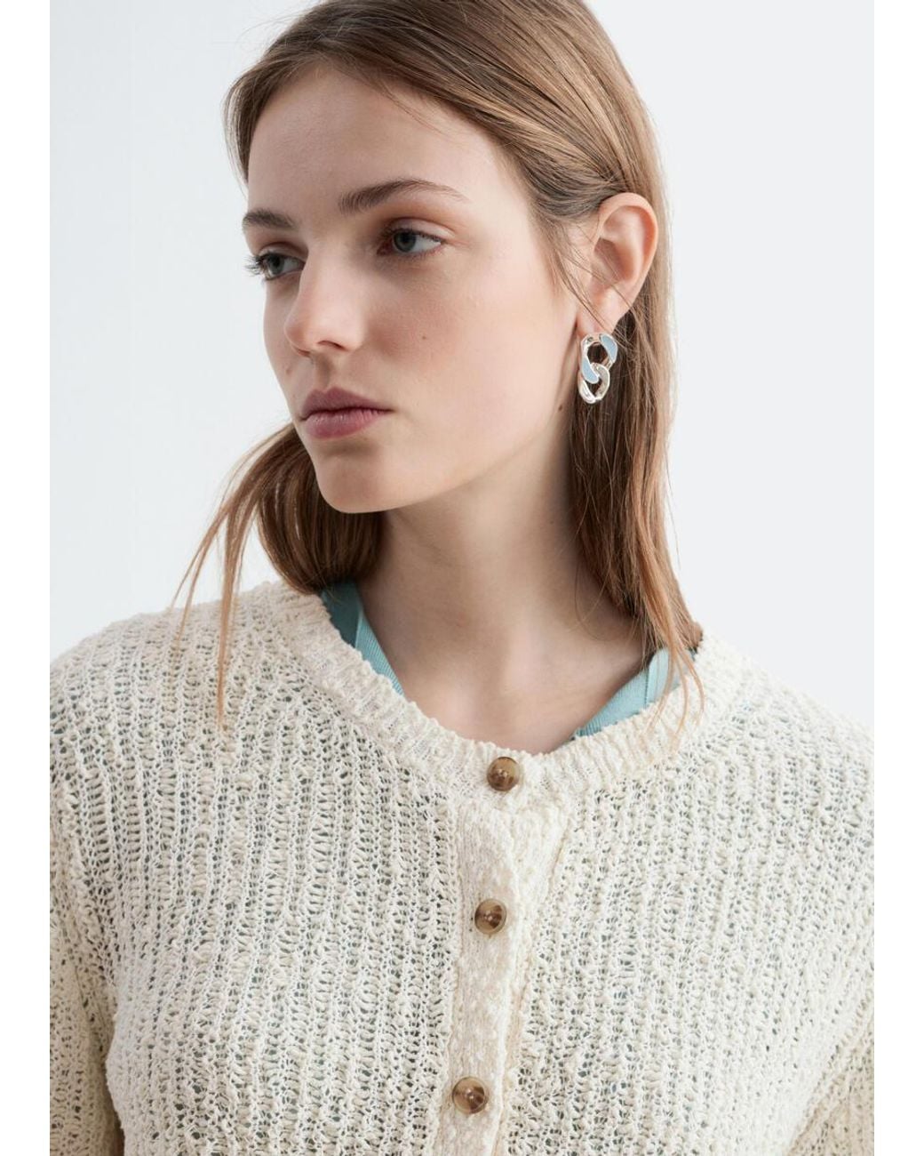 & Other Stories White Silk-Cotton Cardigan