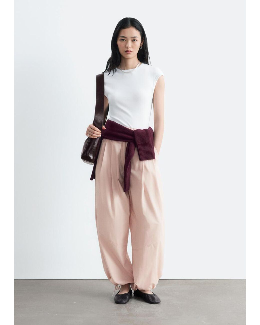 & Other Stories White Cotton Balloon Trousers