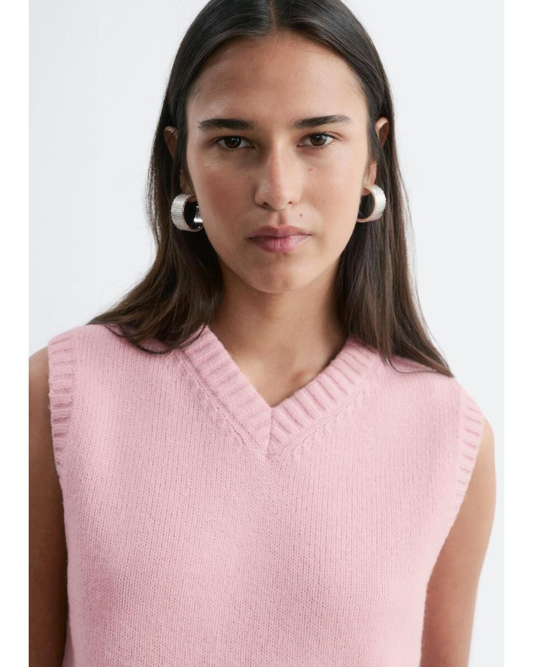 & Other Stories Pink Wool-Cotton Knitted Vest