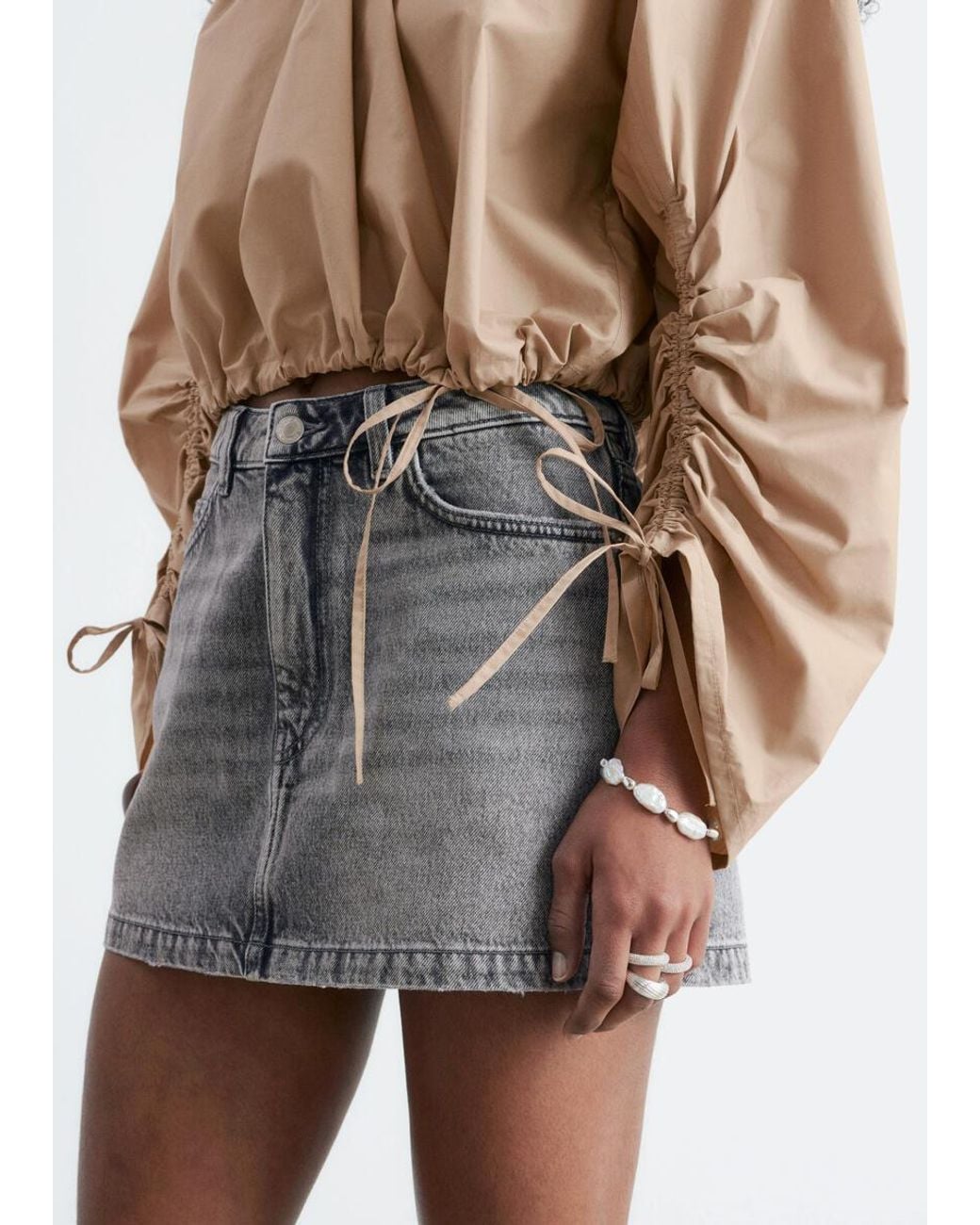& Other Stories White Denim Mini Skirt