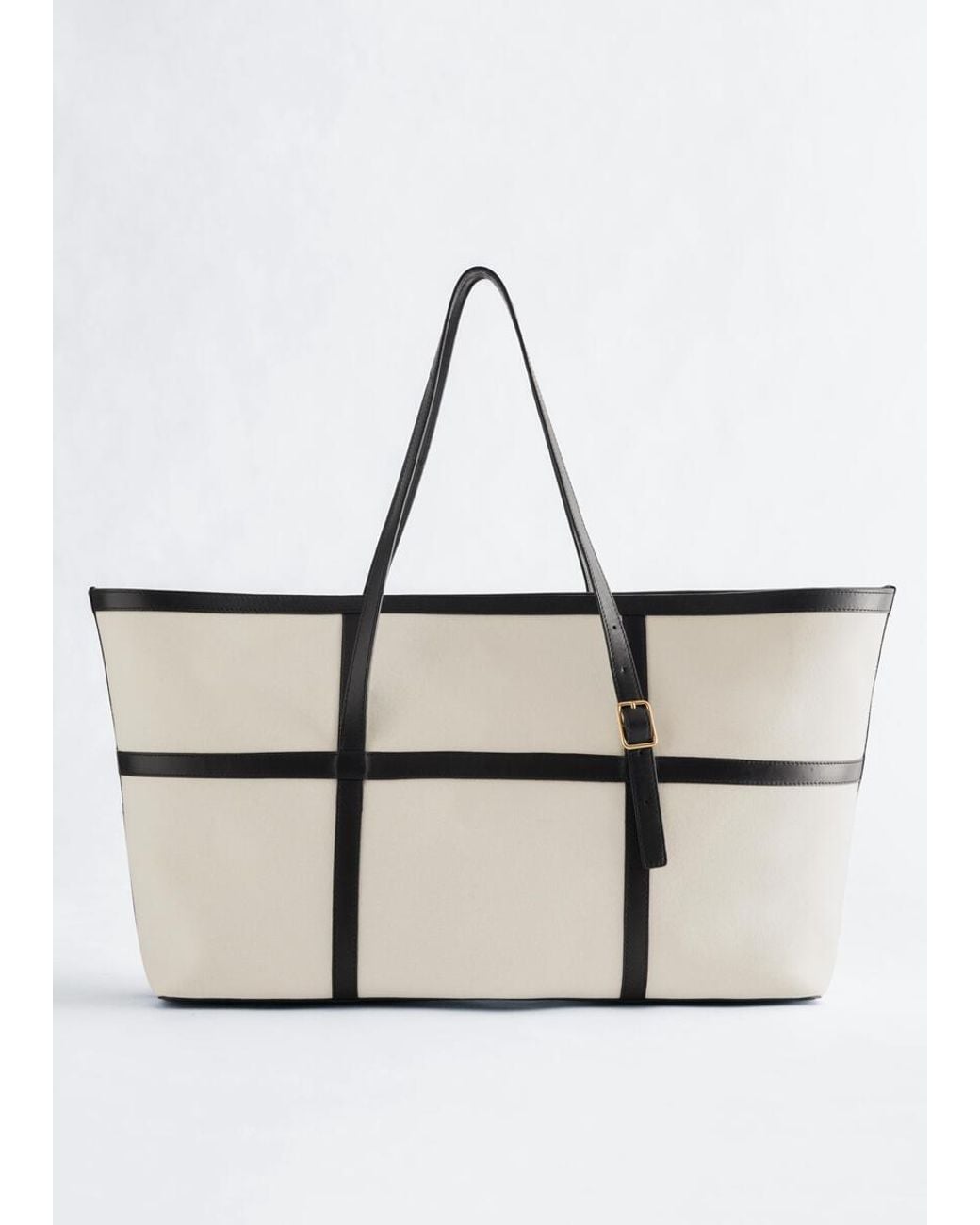 & Other Stories Natural Leather-Trimmed Canvas Tote Bag