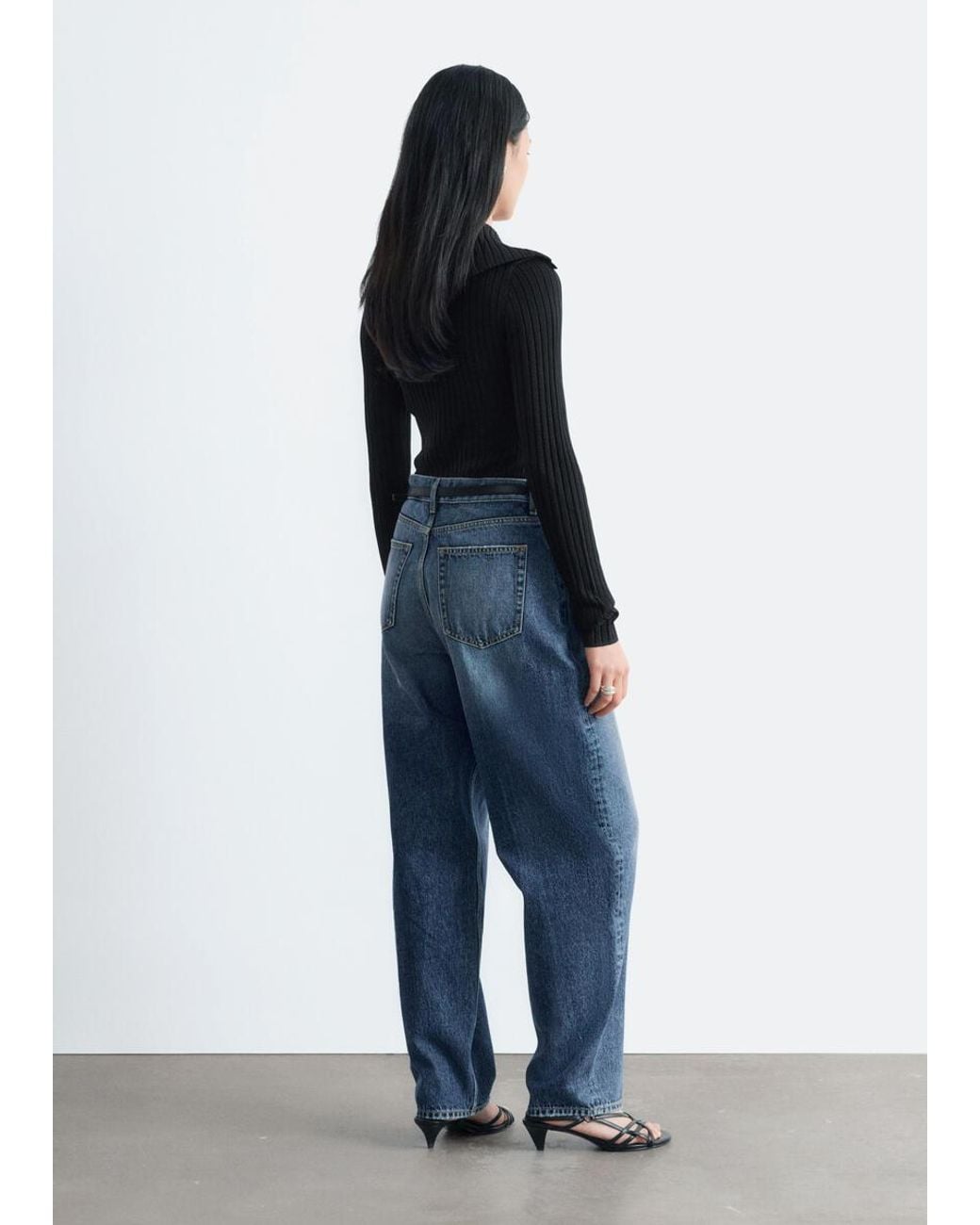 & Other Stories Blue Scalloped Collar Top