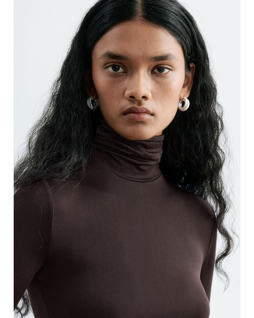 & Other Stories Brown Draped Waist Jersey Dress