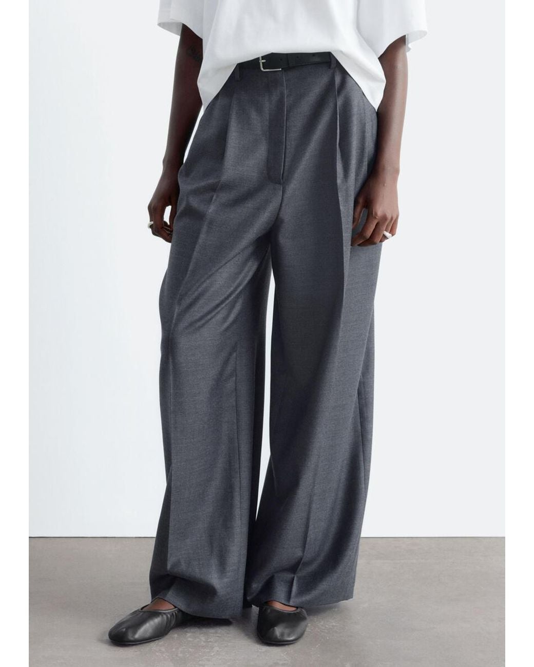 & Other Stories White High-Waist Tailored Trousers