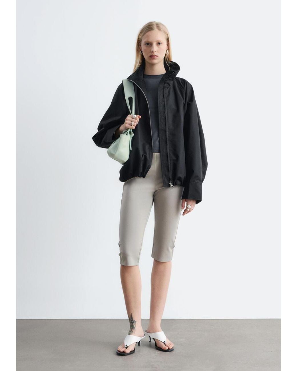 & Other Stories Black Zip-Up Twill Jacket
