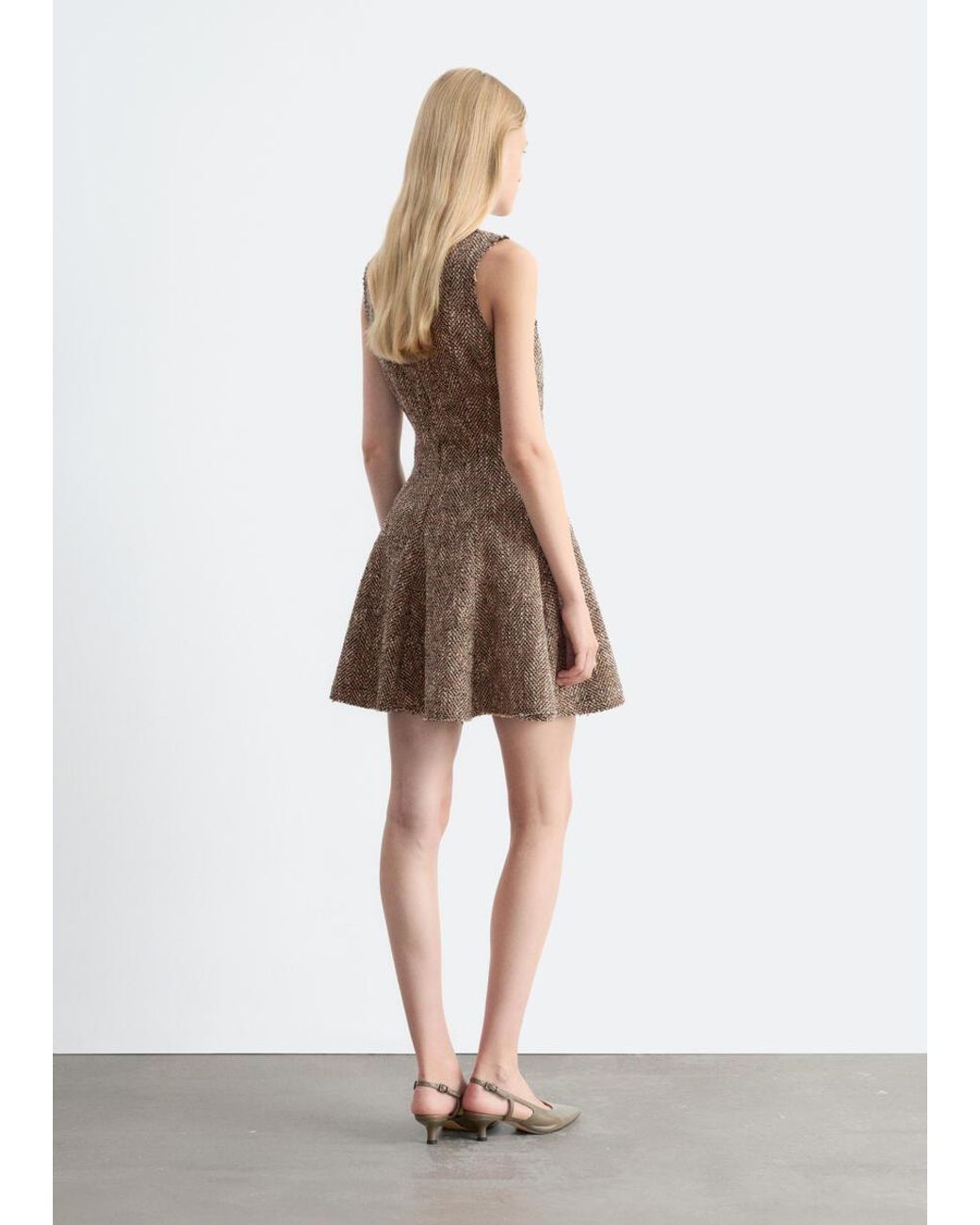 & Other Stories Brown Raw-Edge Mini Dress