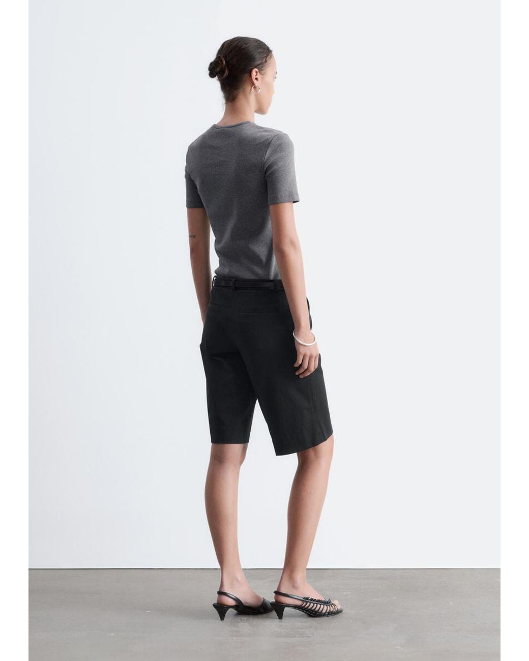 & Other Stories Gray Ribbed T-Shirt