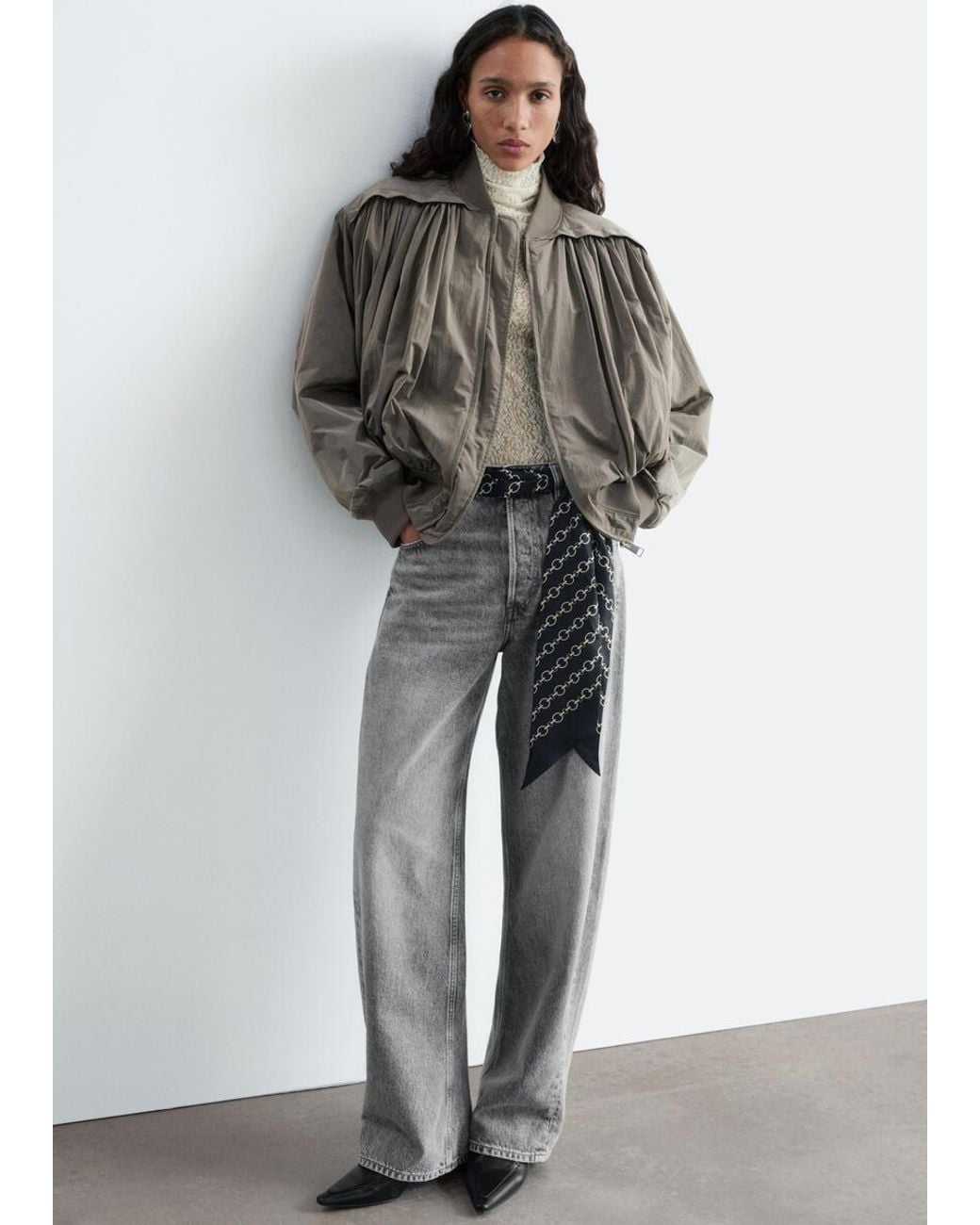 & Other Stories Natural Gathered Bomber Jacket