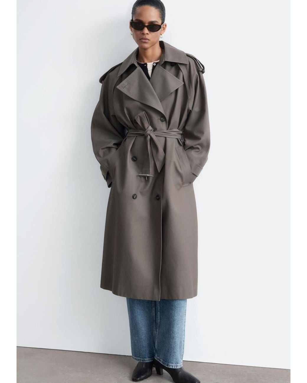 & Other Stories Gray Relaxed Trench Coat