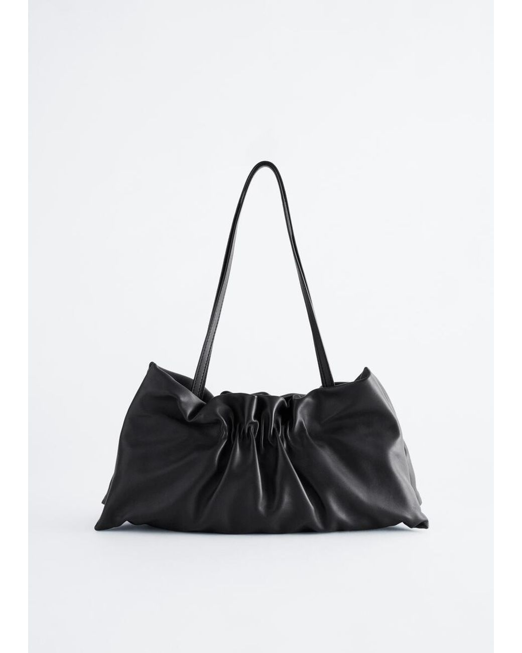 & Other Stories Black Ruched Leather Shoulder Bag