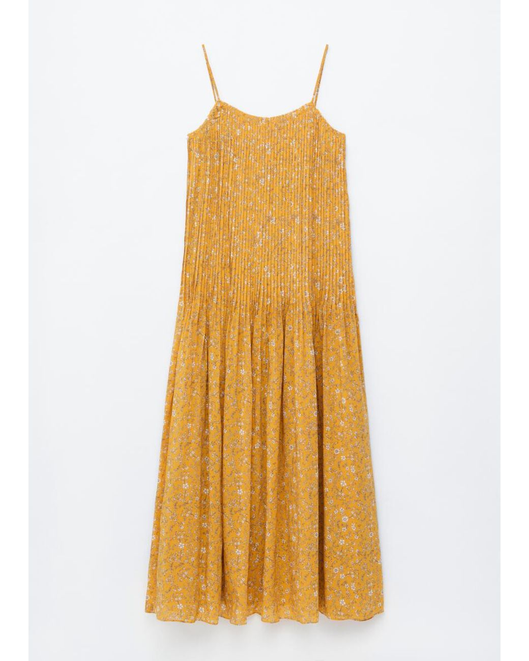 & Other Stories Yellow Pleated Bodice Maxi Dress