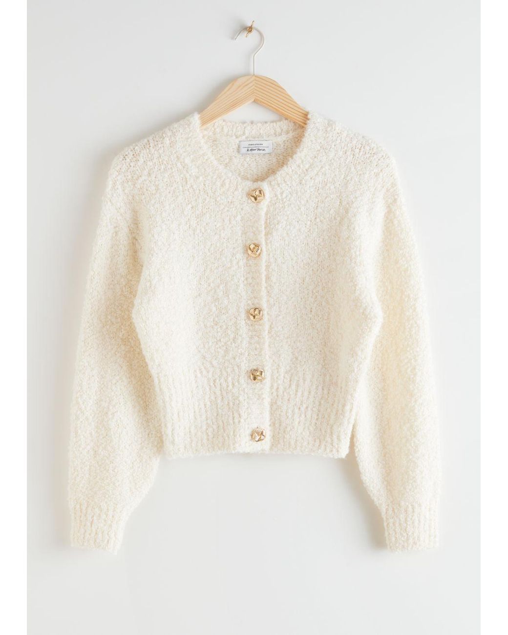 & Other Stories Bouclé Knit Cropped Cardigan in White | Lyst