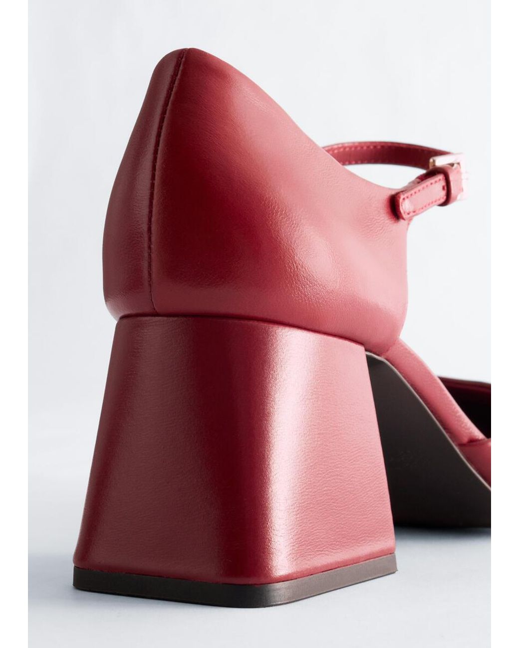 & Other Stories Red Block Heel Leather Pump