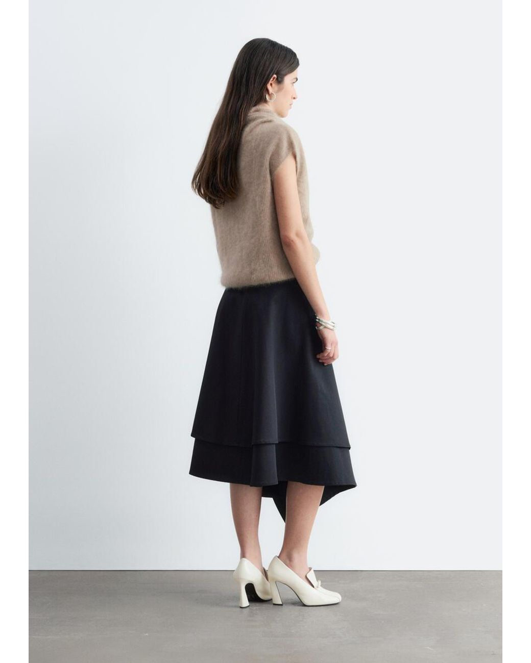 & Other Stories Natural Cashmere Rib Mock Neck Top
