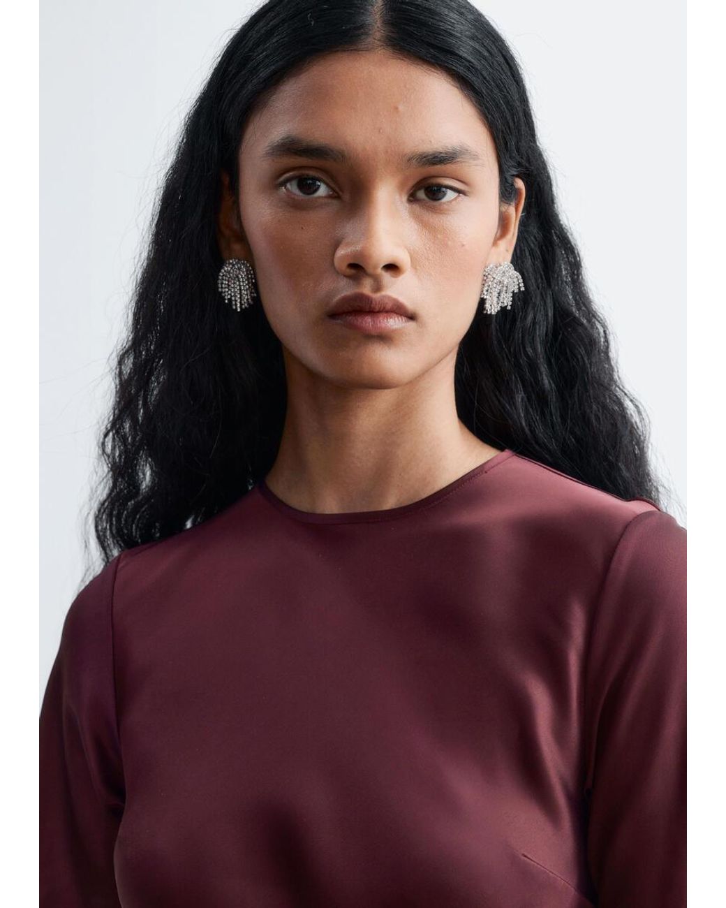 & Other Stories Red Short-Sleeve Long Dress