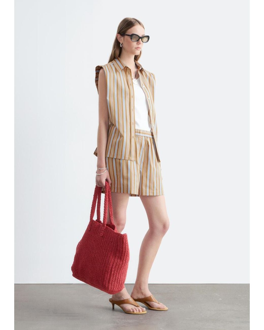 & Other Stories White High-Waist Cotton Shorts
